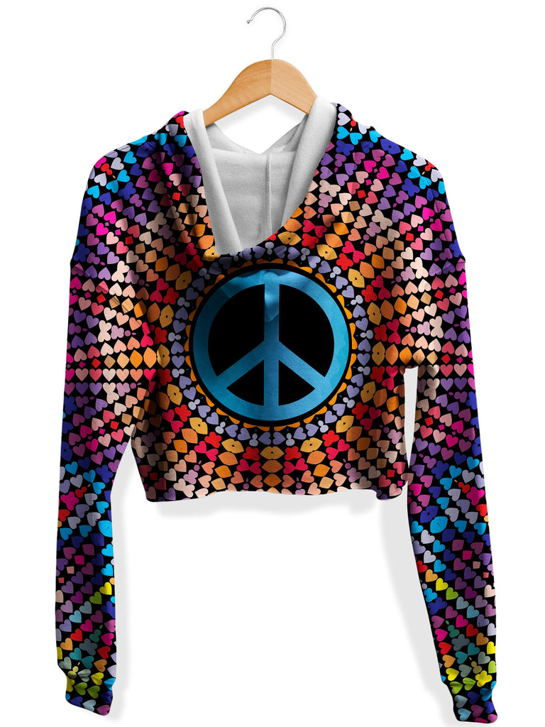 Love And Peace Fleece Crop Hoodie