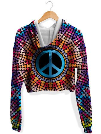 Sartoris Art - Love And Peace Fleece Crop Hoodie