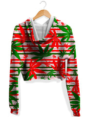 Marijuana Christmas Cheer Fleece Crop Hoodie