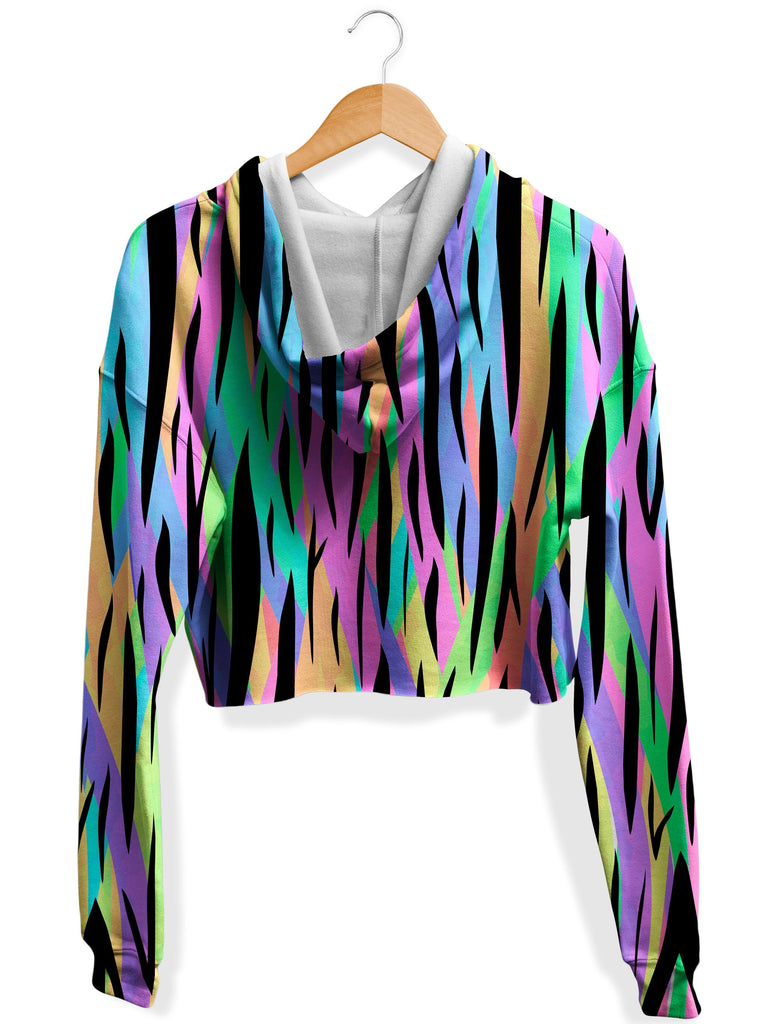 Psychedelic Tiger Stripes Fleece Crop Hoodie