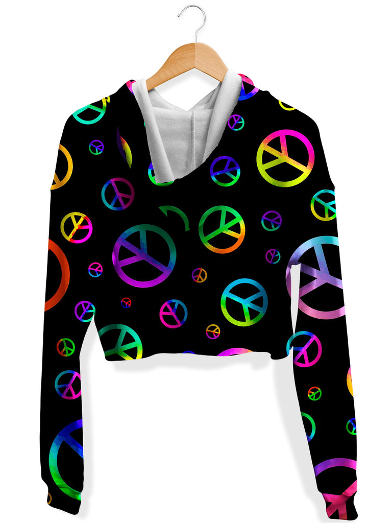 Signs of Peace Fleece Crop Hoodie