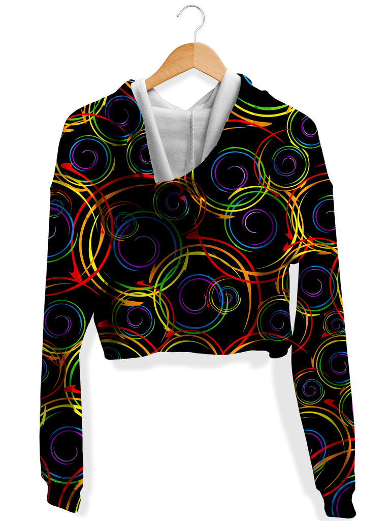 Swirl Abstract Fleece Crop Hoodie