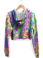 Trippy Retro Peace Signs Fleece Crop Hoodie