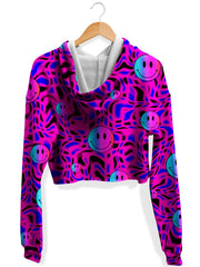 Trippy Smiles Fleece Crop Hoodie