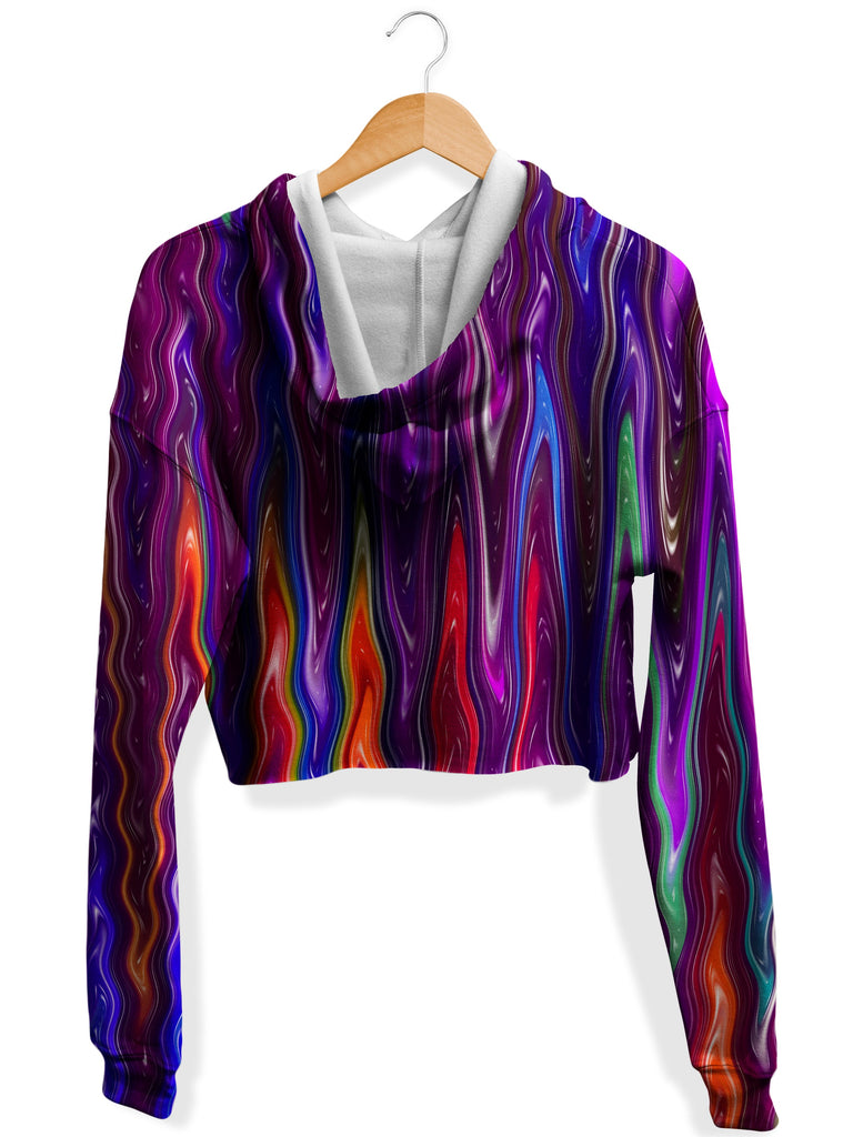 Trippy Vibes Fleece Crop Hoodie