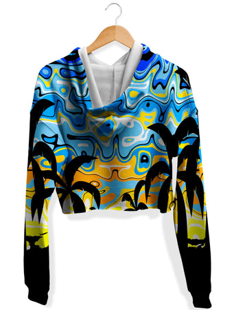 Sartoris Art - Tropical Night Fleece Crop Hoodie