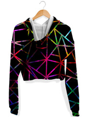 Webbed Geometric Fleece Crop Hoodie