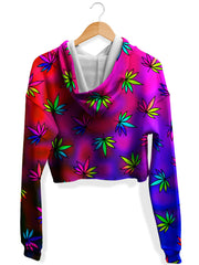 Weed Toss Fleece Crop Hoodie