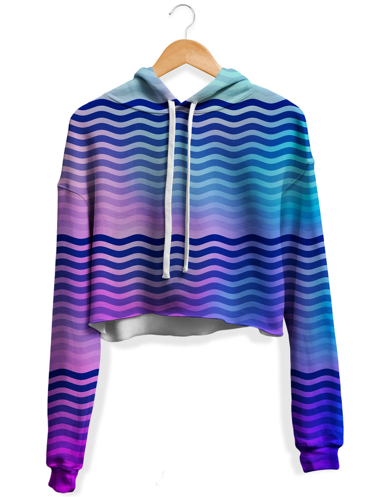 Sartoris Art - Beach Waves Fleece Crop Hoodie