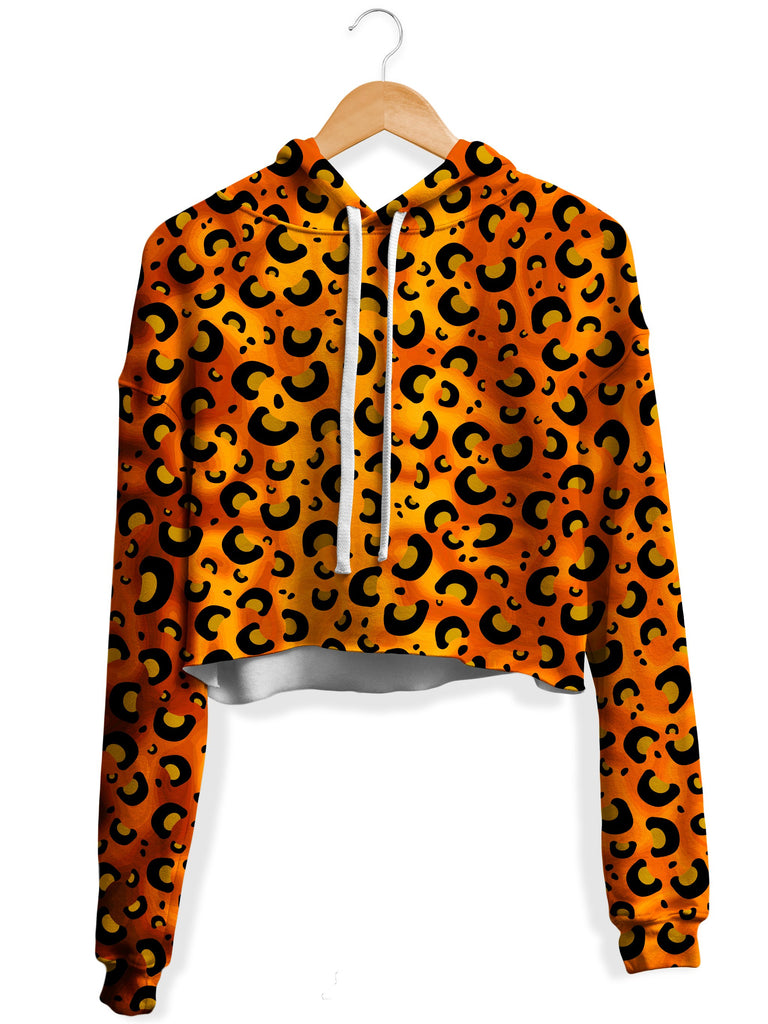 Sartoris Art - Cheetah Print Fleece Crop Hoodie