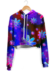 Floral Fantasy Abstract Fleece Crop Hoodie