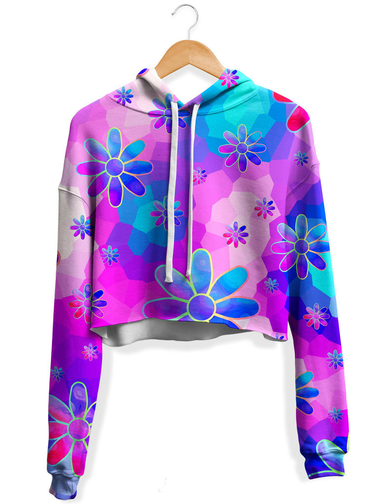 Sartoris Art - Flower Power Journey Fleece Crop Hoodie