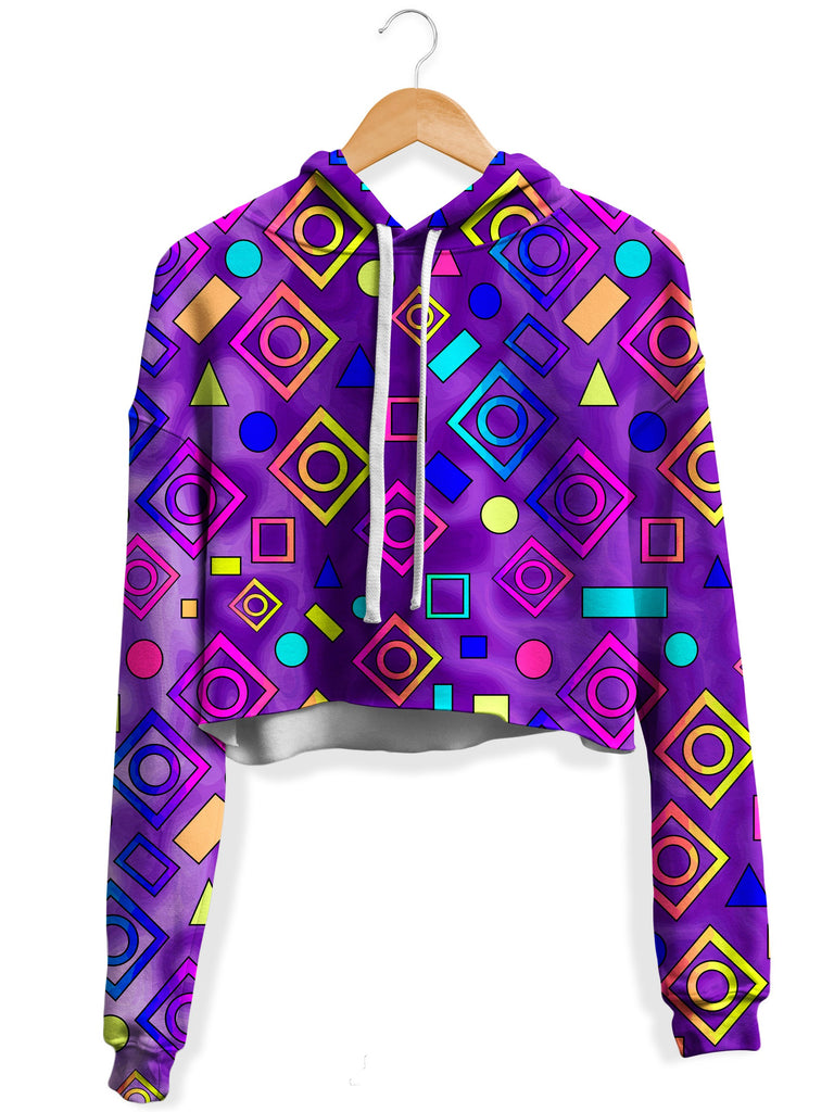 Sartoris Art - Geometric On Purple Fleece Crop Hoodie