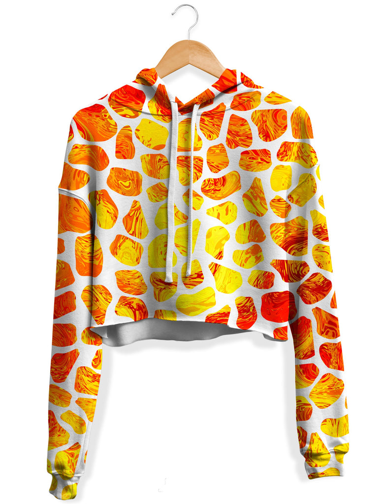 Sartoris Art - Giraffe Pattern Fleece Crop Hoodie