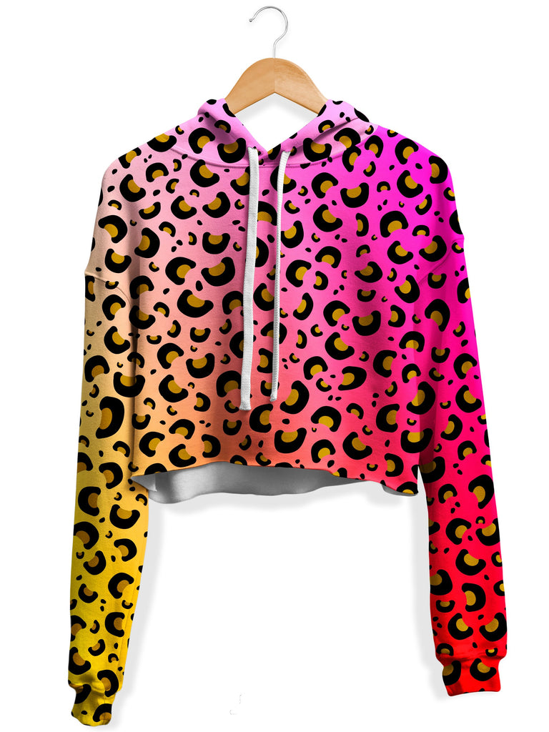 Sartoris Art - Leopard Spots Fleece Crop Hoodie