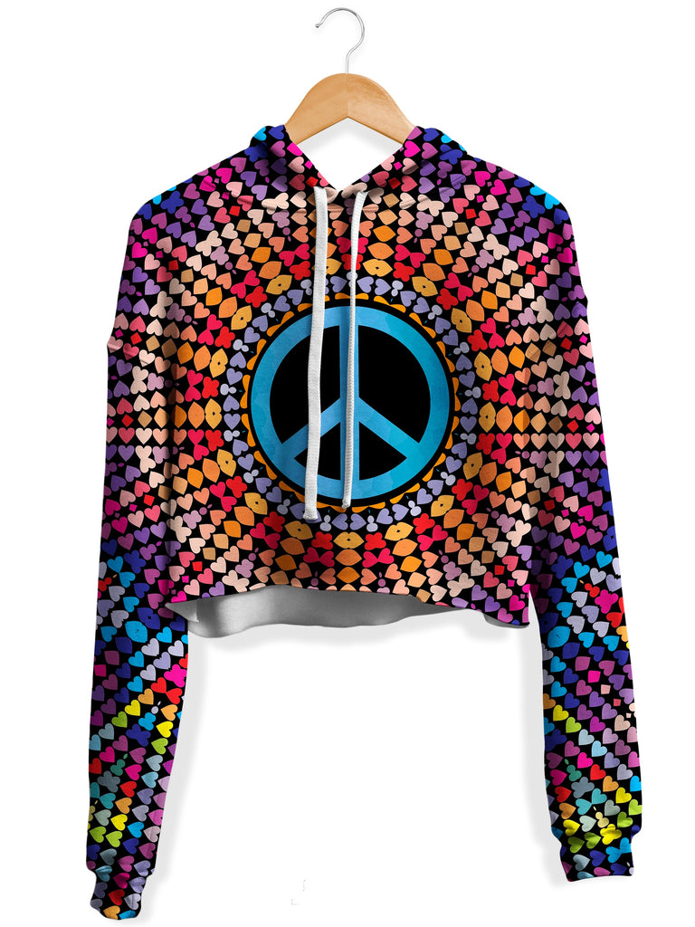 Sartoris Art - Love And Peace Fleece Crop Hoodie