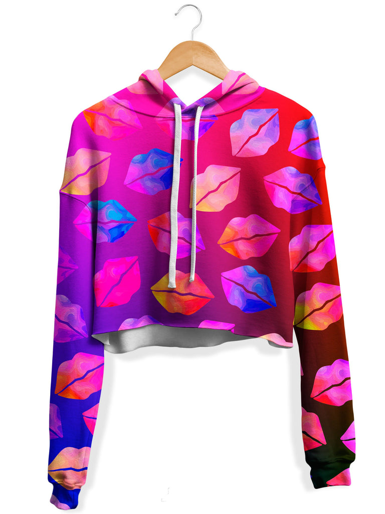 Sartoris Art - Love Lips Fleece Crop Hoodie