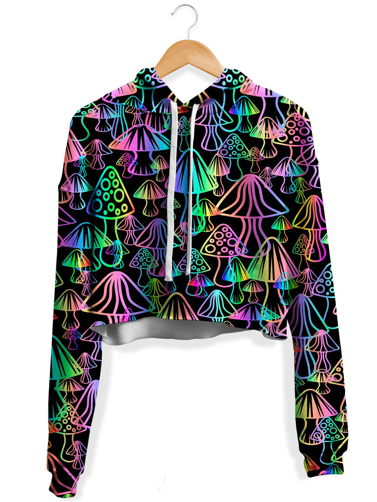 Sartoris Art - Magic Mushrooms Fleece Crop Hoodie