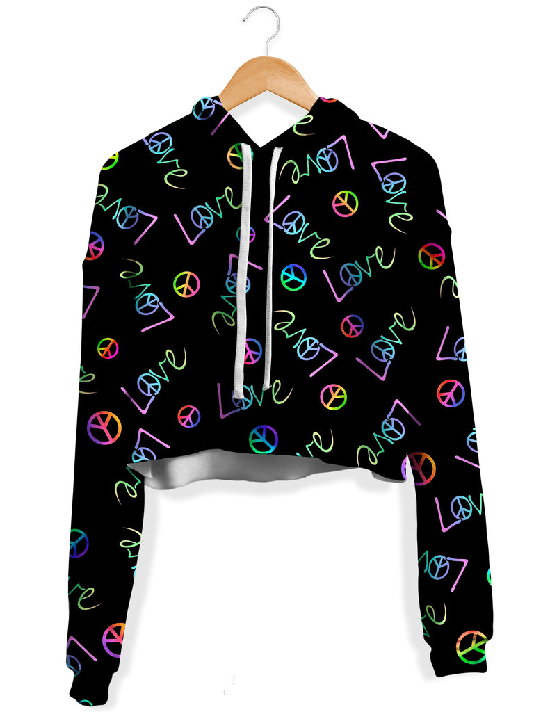 Sartoris Art - Peace and Love Fleece Crop Hoodie