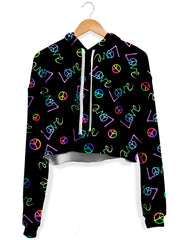 Peace and Love Fleece Crop Hoodie