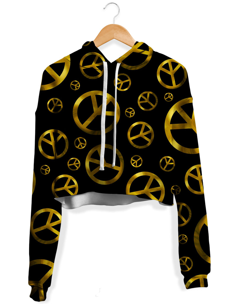 Sartoris Art - Peace Sign Gold Fleece Crop Hoodie