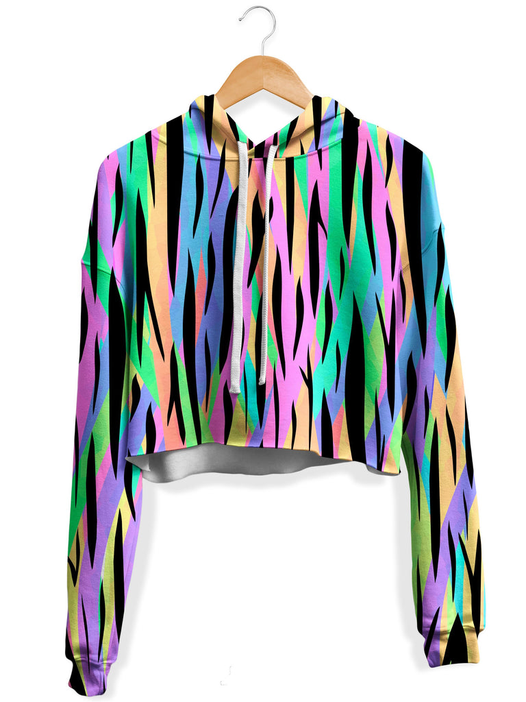 Sartoris Art - Psychedelic Tiger Stripes Fleece Crop Hoodie