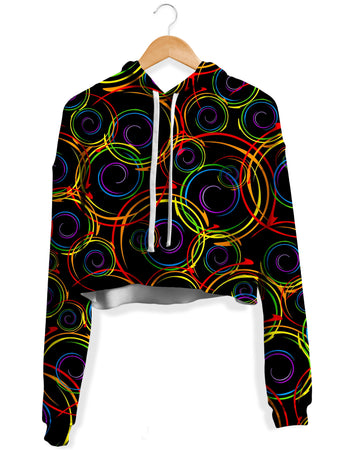 Sartoris Art - Swirl Abstract Fleece Crop Hoodie