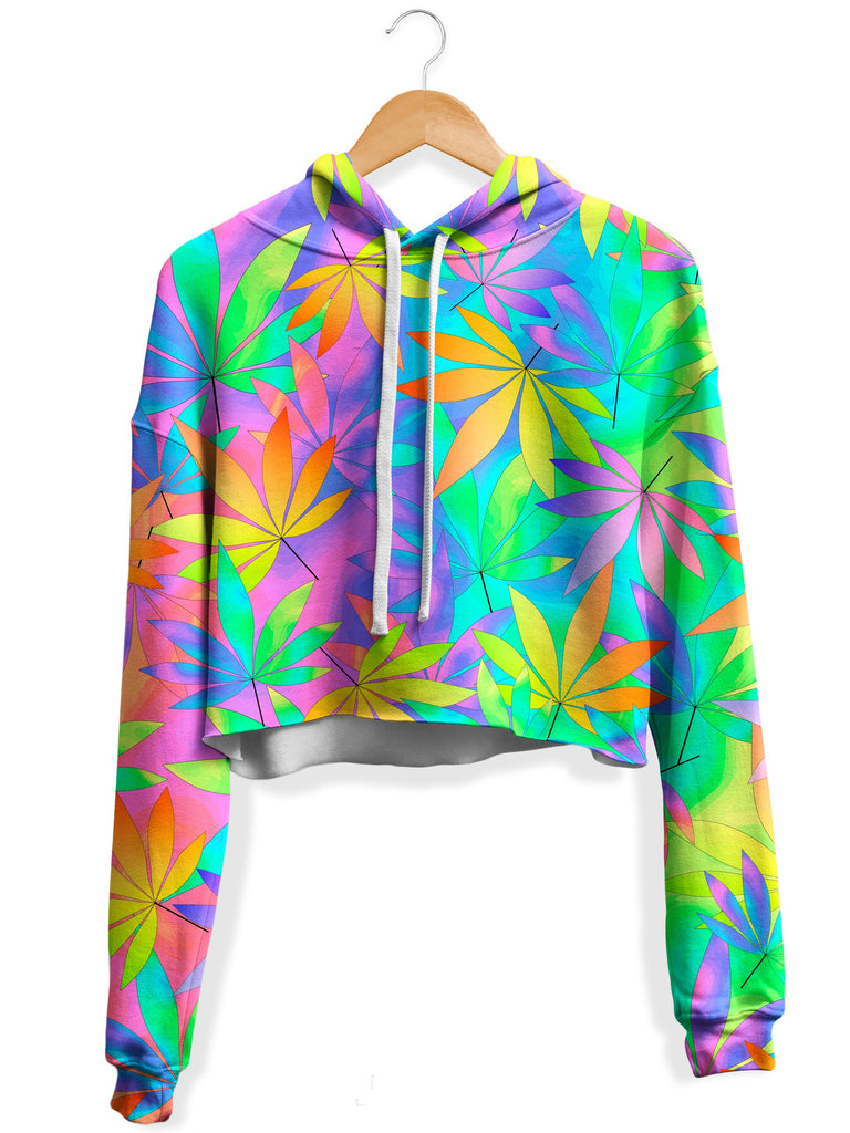 Sartoris Art - Take a Little Trip with Weed Fleece Crop Hoodie