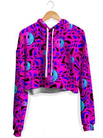 Sartoris Art - Trippy Smiles Fleece Crop Hoodie