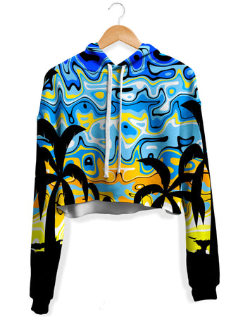 Sartoris Art - Tropical Night Fleece Crop Hoodie