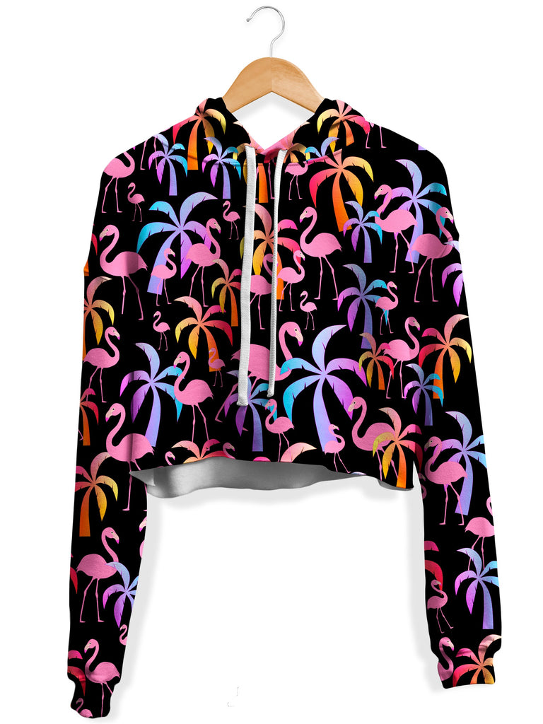 Sartoris Art - Tropical Palm Trees Fleece Crop Hoodie