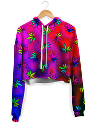 Weed Toss Fleece Crop Hoodie