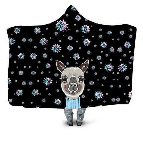 Alpaca Christmas Hooded Blanket Sartoris Art Epic Hoodie