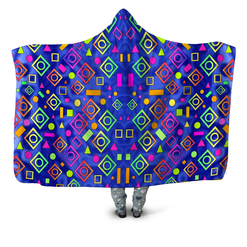 Geometric On Blue Hooded Blanket Sartoris Art Epic Hoodie