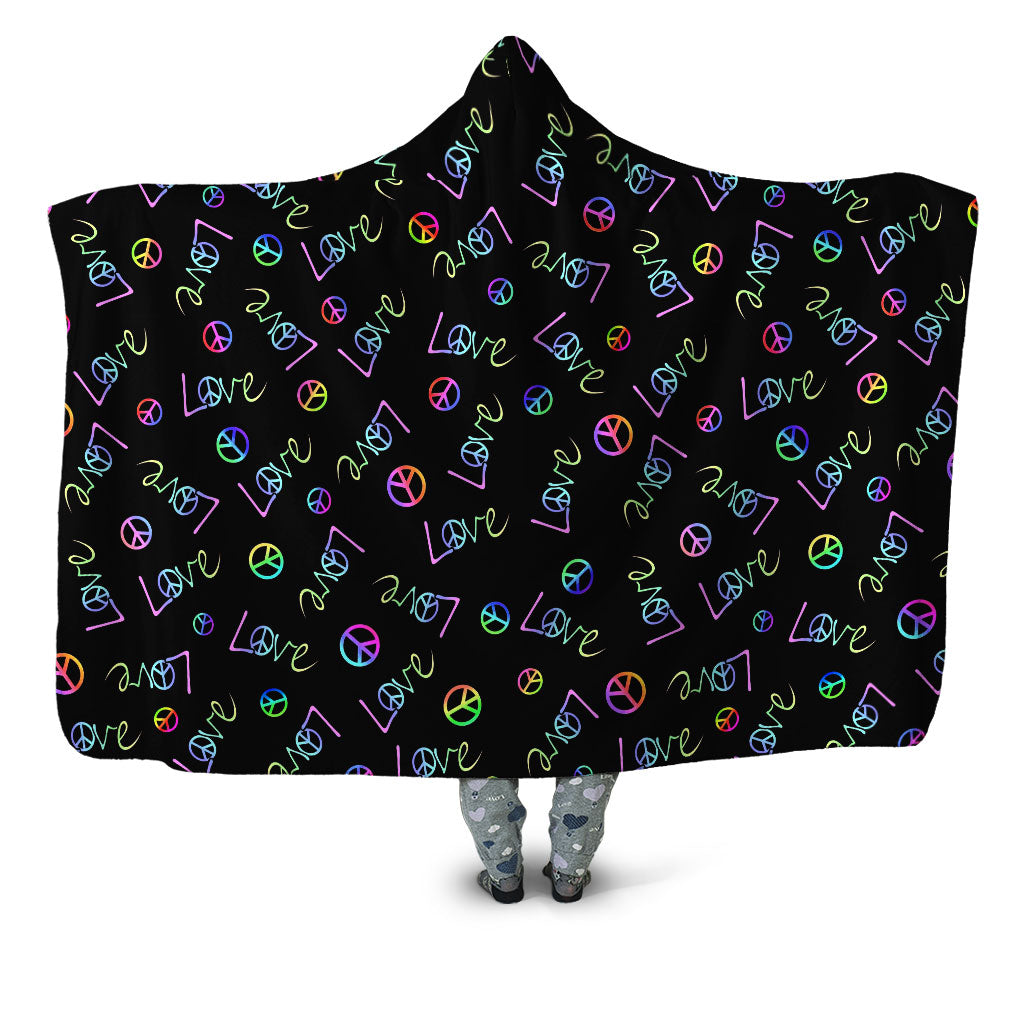 Sartoris Art - Peace and Love Hooded Blanket