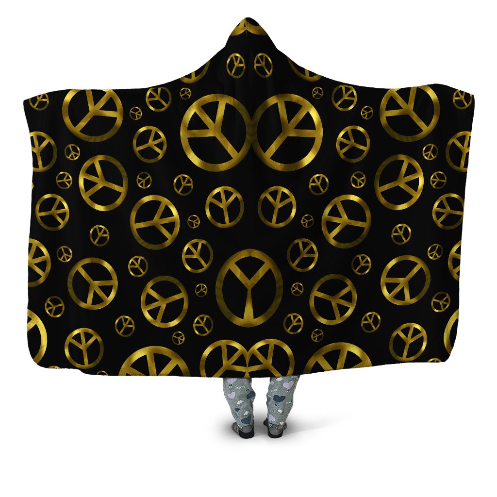 Peace Sign Gold Hooded Blanket Sartoris Art Epic Hoodie