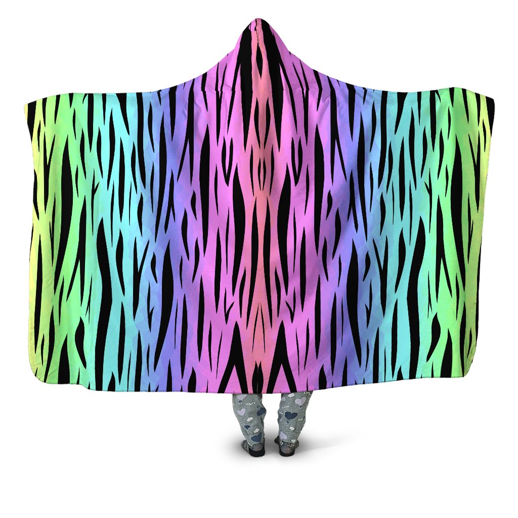 Rainbow Tiger Stripes Hooded Blanket Sartoris Art Epic Hoodie