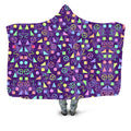 Retro Shapes Peace Symbols Purple Hooded Blanket Sartoris Art Epic Hoodie