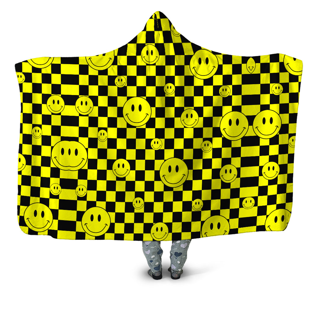 Smile Checkerboard Hooded Blanket Sartoris Art Epic Hoodie