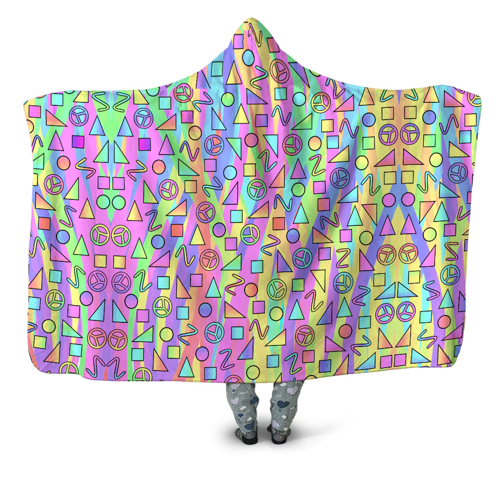 Sartoris Art - Trippy Retro Peace Signs Hooded Blanket