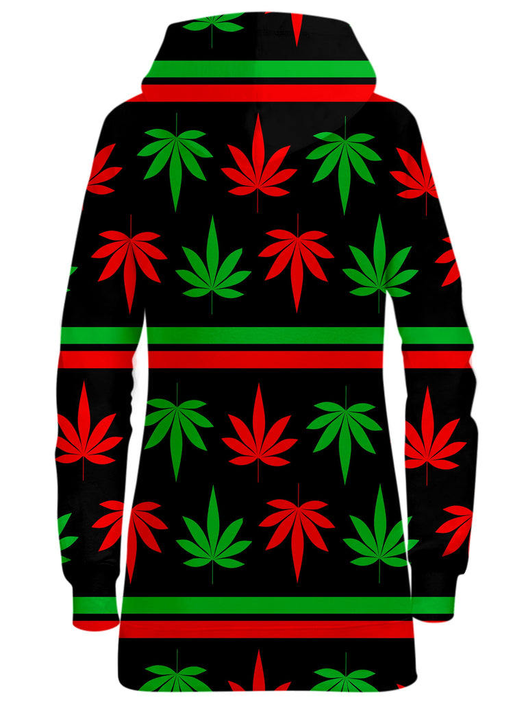 Red And Green Festive Bud Hoodie Dress