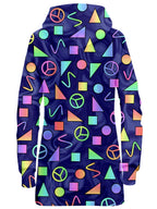 Retro Shapes Peace Symbols Blue Hoodie Dress Sartoris Art Epic Hoodie