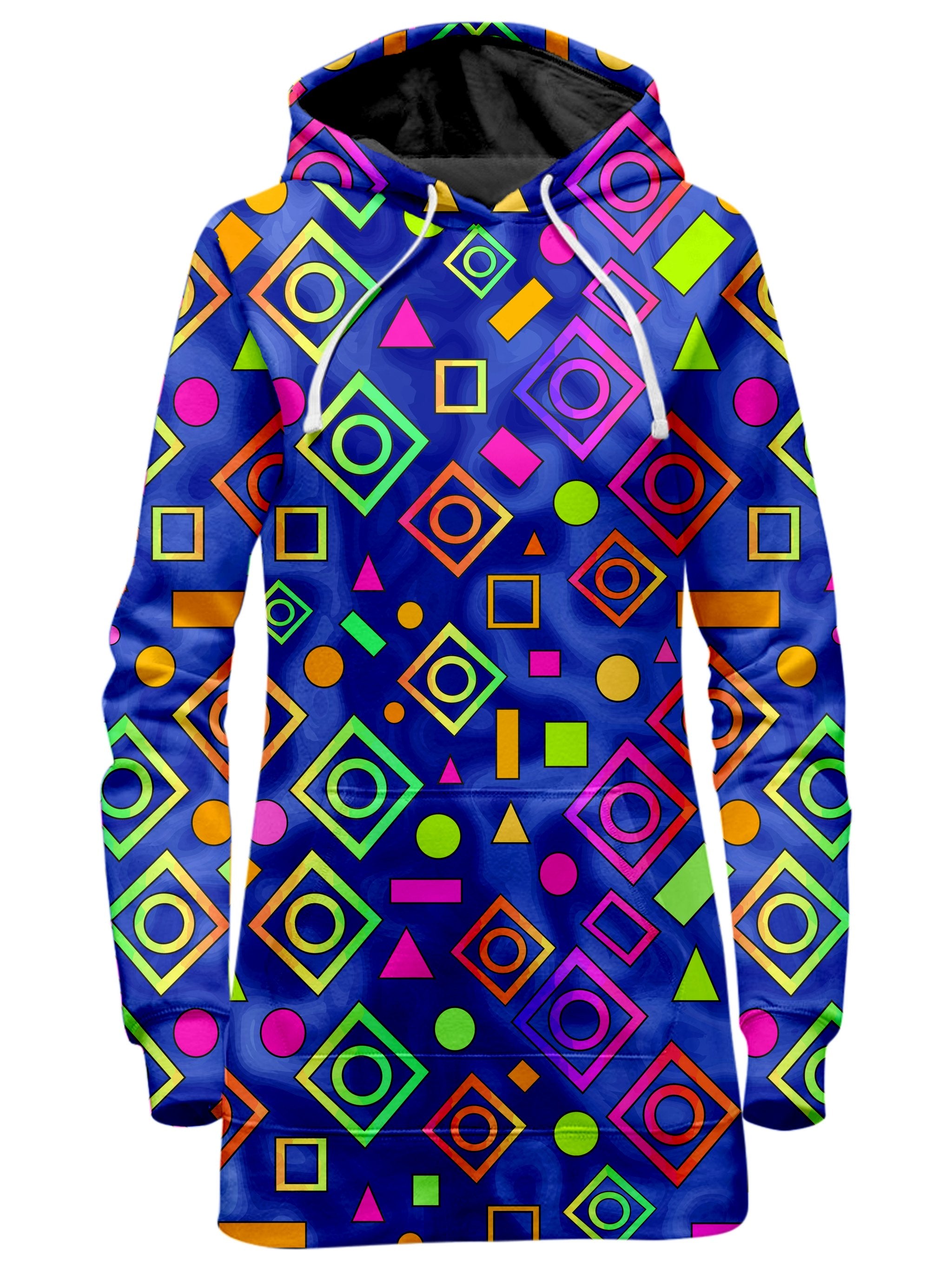Geometric On Blue Hoodie Dress Sartoris Art Epic Hoodie