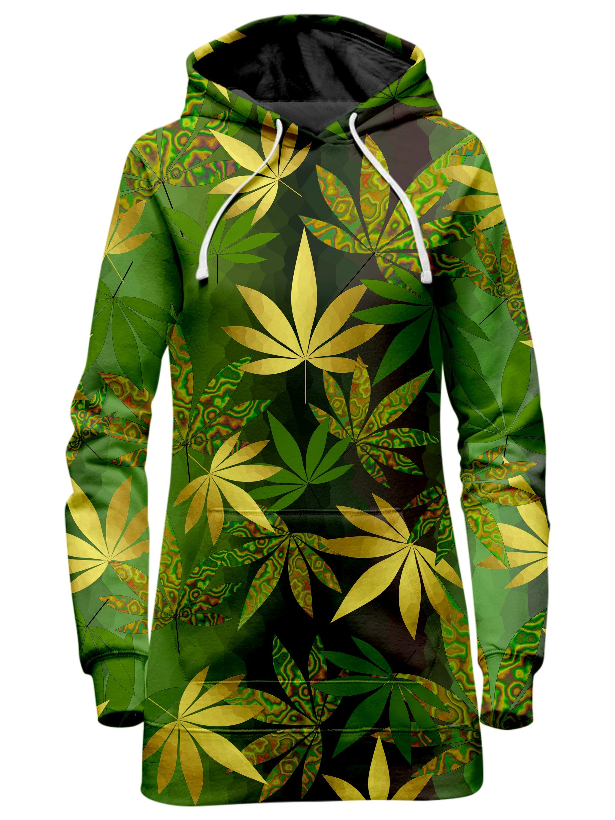 Gold Weed Leaves Hoodie Dress Sartoris Art Epic Hoodie