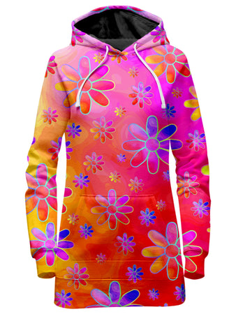 Sartoris Art - Hippie Trippy Flowers Hoodie Dress