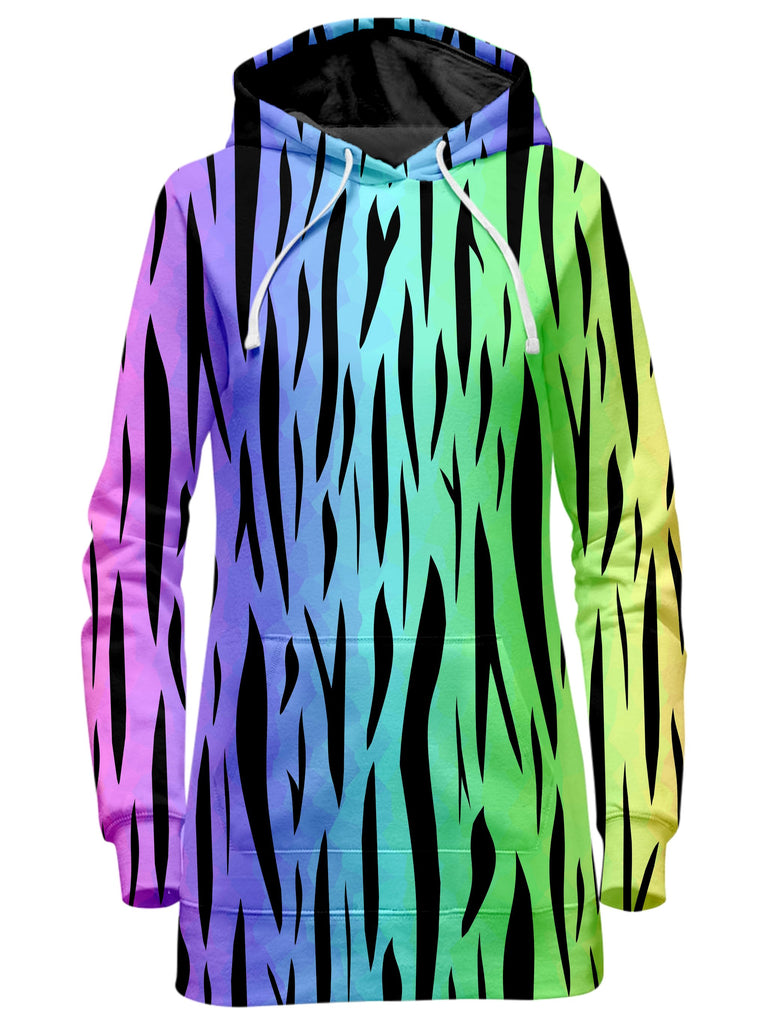 Sartoris Art - Rainbow Tiger Stripes Hoodie Dress