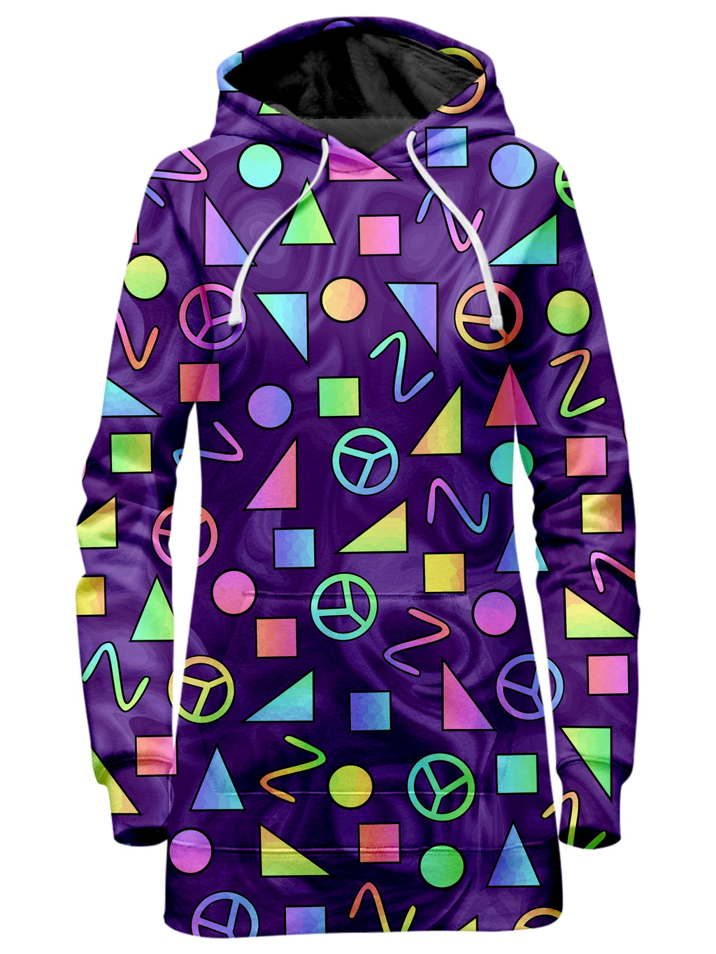 Retro Shapes Peace Symbols Purple Hoodie Dress Sartoris Art Epic Hoodie