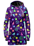 Retro Shapes Peace Symbols Purple Hoodie Dress Sartoris Art Epic Hoodie