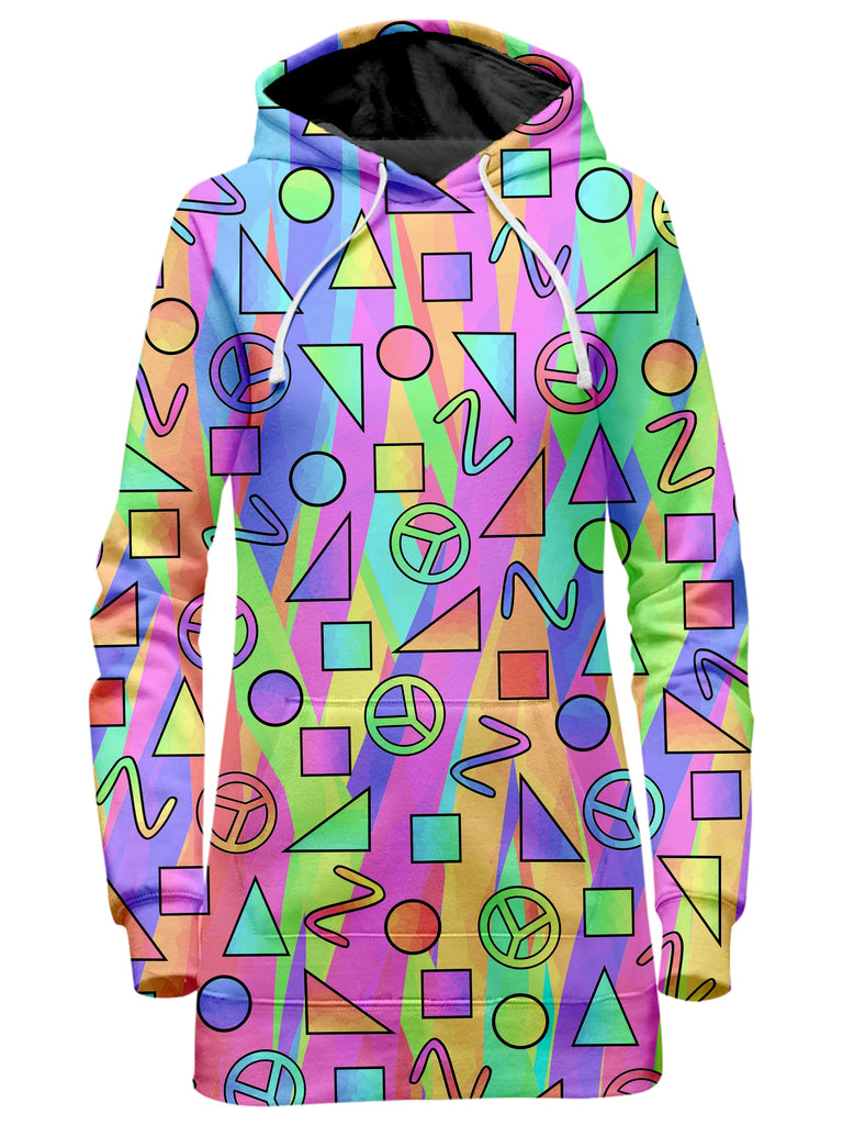 Sartoris Art - Trippy Retro Peace Signs Hoodie Dress