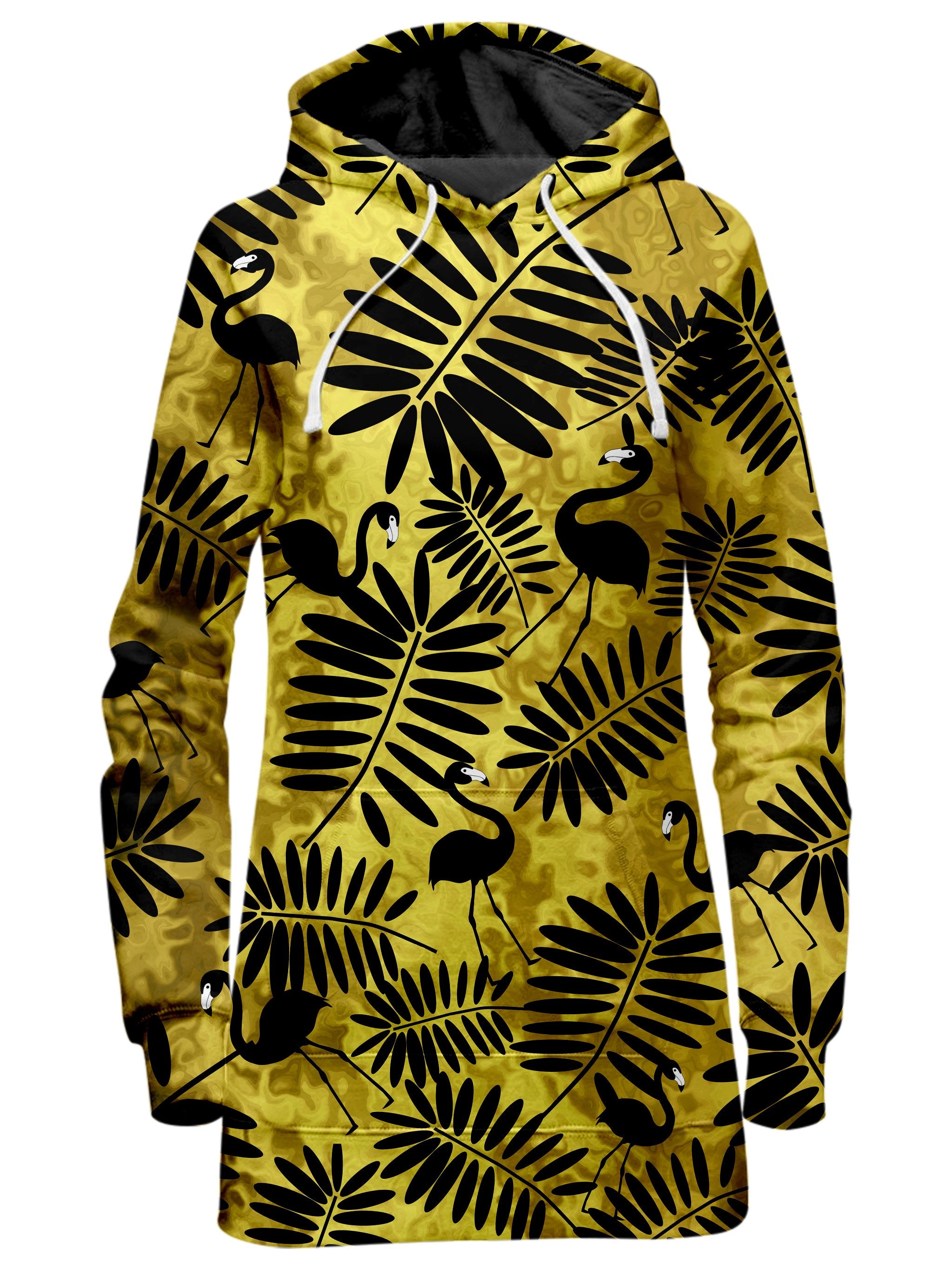Tropical Black Flamingos Hoodie Dress Sartoris Art Epic Hoodie